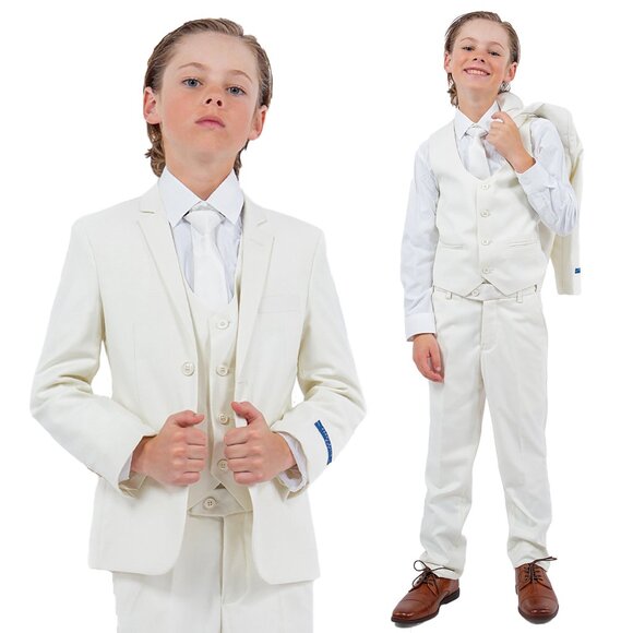 Perry Ellis Other - 5-Piece Perry Ellis Portfolio Boys Slim Fit Solid Suit, Off-White